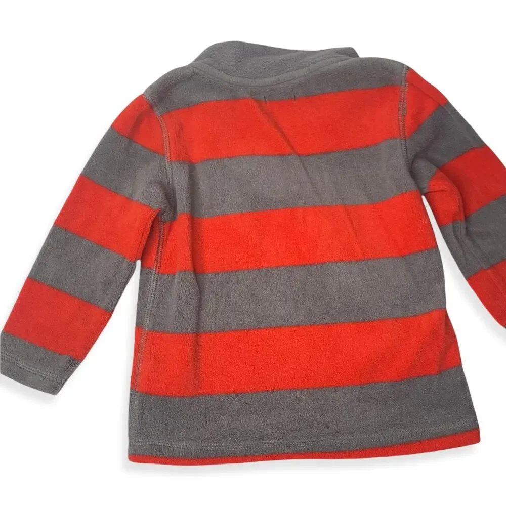 Baby Gap half zip sweater gray red stripes faux fleece 2t